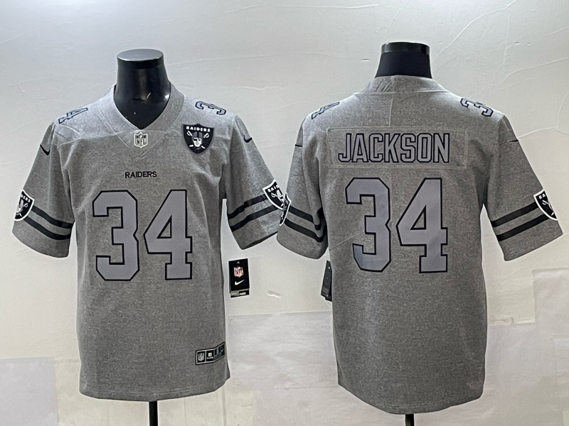 Men Oakland Raiders 34 Jackson grey Nike Limited NFL 2025 Jersey 004